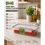 IKEA Trev Saklama Kabı Cam 3.1 Lt Vakumlu Sızdırmaz Hava Geçirmez Plastik Kapaklı Şeffaf Gıda Saklama 32X21X9 cm - 1pcs
