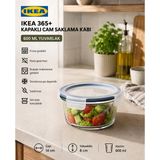 IKEA Trev Saklama Kabı Cam 600 ml Yuvarlak Vakumlu Sızdırmaz Hava Geçirmez Plastik Kapaklı Şeffaf Gıda Saklama Çap:14 cm H:8 cm - 1 ürün