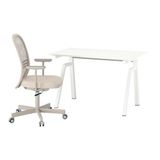 IKEA TROTTEN/FLINTAN çalışma masası ve sandalye beyaz-bej - 39627185