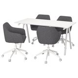 IKEA TROTTEN/TOSSBERG ofis masa ve sandalye seti beyaz-koyu gri - 39552712