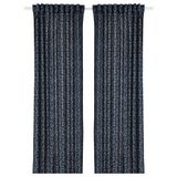 IKEA TRYSTAVMAL perde/2 kanat, koyu mavi-beyaz, 145x300 cm