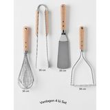 IKEA Vardagen Paslanmaz Çelik-Kayın, Maşa , Spatula , Çırpıcı , Patates Ezici 30 cm