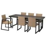 IKEA VARMANSÖ yemek masası ve sandalye seti kahverengi-koyu gri - 59500213