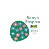 IKEA VATTENSKRUV Banyo Paspası, çiçek desenli, 60x65 cm 1 adet