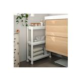 IKEA Vesken Servis Sehpası, Tekerlekli Çok Amaçlı Raf Beyaz, 54x18x71 Cm