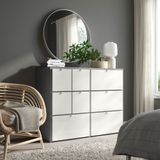 IKEA VISTHUS 8 çekmeceli şifonyer gri-beyaz - 10493445