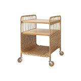 IKEA Yan Sehpa, Rattan, 37x53 cm Tekerlekli