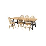 IKEA Yemek Masası Takımı, Akasya Rengi, Siyah Metal Çerçeve, 6 Kişilik