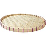 IKEA Yuvarlak Bambu Tepsi 40 Cm El Yapımı-bambu Dekoratif Sunumluk Tepsi