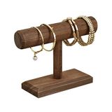 Ikee Design Antika Ahşap Teşhir Takı Aksesuar Standı, Mağaza, Vitrin ve Ev için Bilezik Scrunchie Tutucu Ekran, Kahverengi Renk, 20 cm G x 7,4 cm D x 14 cm Y