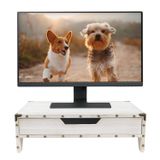 Ikee Design Çekmece Yükseltici ve Metal Köşe Koruyuculu Ahşap Monitör Standı, Depolama Düzenleyicili Ahşap Dağınıklık İçermeyen Masa Standı, Çekmeceli ve 3 Bölmeli, 16 1/2 "G x 10 1/4" D x 5 1/8" Y