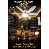 İkel Elektro 40W Kumandalı LED Tavan Vantilatörü | 3 Kademeli Hız Ayarı, 3 Renk LED Aydınlatma, Sessiz Motor, Enerji Tasarruflu Tavan Tipi Fan - Beyaz