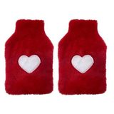 İki ADET SICAK SU TORBASI PELUŞ KALPLİ,KIRMIZI TERMOFOR 27X17X2CM 1 LİTRE