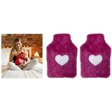İki ADET SICAK SU TORBASI PELUŞ KALPLİ,KOYU PEMBE TERMOFOR 27X17X2CM 1 LİTRE