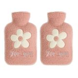 İki ADET SICAK SU TORBASI PELUŞ PAPATYA DESENLİ PEMBE 21x13,5x2cm 500 ml