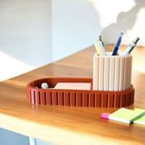 Iki Bölmeli Modern Masa Üstü Organizer – 22X8X9 cm - Krem - Kahverengi