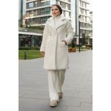 Iki Düğmeli Peluş Mont Beyaz HM262506 - 44