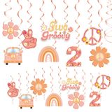 İki Harika Parti Asılı Swirls Süslemeleri, Harika Doğum Günü Teması Tavan Folyosu Swirls Parti Malzemeleri 2 Yaşındaki Kız Retro Hippi Boho Parti Dekoru için