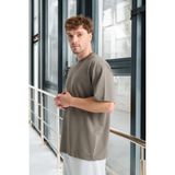 Iki Iplik Kumaş Pamuklu Bisiklet Yaka Basic Oversize Erkek T-Shirt - Kapari