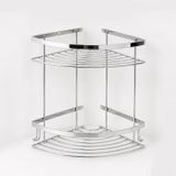 İki Katlı Krom Şampuanlık 18X18 Cm Paslanmaz Banyo Rafı Duş İçi Köşe Düzenleyici Organizer