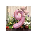 İki Parça Büyük Pembe Sayı 9 Kurdele Folyo Balon Seti, 464535432