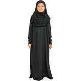 Iki Parça Çocuk Namaz Elbisesi Seti Eşarp Ile Takım, Islami Giyim Takım Kızlar Için - Siyah - Siyah - 8 - 12 Yaş