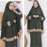 Iki Parça Etekli Tesettür Kadın Namaz Elbisesi - 00430 Yeşil - 4XL