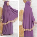 Iki Parça Etekli Tesettür Kadın Namaz Elbisesi - Açık Lila - 2XL