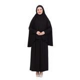 İki Parça Namaz Elbisesi – Uzun Pamuklu Tesettür Giyim Abaya & Başörtüsü Set Siyah Standart