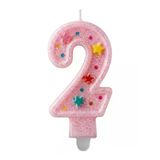 iki Rakamlı Pembe Mum Doğum Günü Pasta Mumu ( 7X3) cm - Sayılı Mum - Pasta Süsü