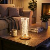 İki Yandan Kavisli Silindirik Geometrik Çizgi Model Kristal Led Masa Lambası – Dokunmatik, 3 Renk Işık Modlu, Şarjlı Dekoratif Gece Lambası (5067)