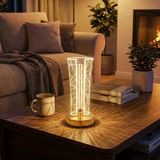 İki Yandan Kavisli Silindirik Geometrik Çizgi Model Kristal Led Masa Lambası - Dokunmatik, 3 Renk Işık Modlu, Şarjlı Dekoratif Gece Lambası (5250)