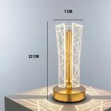 İki Yandan Kavisli Silindirik Geometrik Çizgi Model Kristal Led Masa Lambası – Dokunmatik, 3 Renk Işık Modlu, Şarjlı Dekoratif Gece Lambası (5680)
