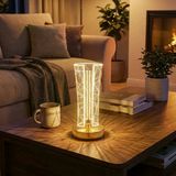İki Yandan Kavisli Silindirik Geometrik Çizgi Model Kristal Led Masa Lambası – Dokunmatik, 3 Renk Işık Modlu, Şarjlı Dekoratif Gece Lambası Go53/1395