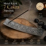 İki Yedi Konsept 7 Çakra Metal Tütsülük Kayık Model Çubuk Tütsü Standı Meditasyon Yoga Dekoratif Ev Hediyesi - Gri - 4,5 x 25 cm