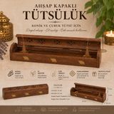 İki Yedi Konsept Arboral 771 Fil Figürlü Ahşap Tütsülük Çubuk ve Konik Tütsü Kutusu Dekoratif Tütsülük - Kahverengi - 31 cm