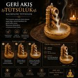 İki Yedi Konsept Bambution Seramik Geri Akış Tütsülük Backflow Bambu Tasarım Otantik Şelale Akışlı Toprak Dekoratif - Toprak Rengi - 10 x 10 x 10 cm