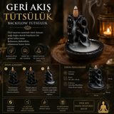 İki Yedi Konsept Bambution Seramik Geri Akış Tütsülük Backflow Şelale Etkili Meditasyon ve Yoga Siyah Dekoratif - 000-Siyah - 10 x 10 x 10 cm
