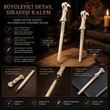 İki Yedi Konsept Beyaz Asa Tasarımlı Tükenmez Kalem Fantastik Dekoratif Kalem Kapaklı Hediyelik Harry Potter Büyücü - 102-Beyaz