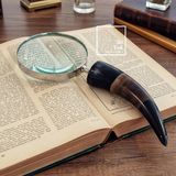 İki Yedi Konsept Dubourg Boynuz Saplı Büyüteç Dekoratif Okuma Merceği Ofis Masa Aksesuarı Vintage Stil Ofis Hediyesi - Karışık Çok Renkli