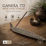 İki Yedi Konsept Ganeşa 772 Metal Kayık Tütsülük Çubuk Tütsü Yakma Standı Dekoratif Ev Ofis Hediyesi - Gri - 5 x 23 cm