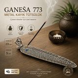 İki Yedi Konsept Ganeşa 773 Figürlü Metal Kayık Tütsülük Çubuk Tütsü Standı Meditasyon Yoga Hediyesi - Gri - 5 x 23 cm