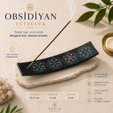 İki Yedi Konsept Obsidiyan Kayık Tütsülük, Doğal Taş Tütsü Tabağı, Yoga Meditasyon Dekoru, Spiritüel Obje - Çok Renkli - 25,5 cm