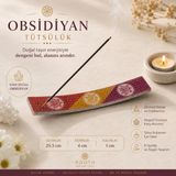 İki Yedi Konsept Obsidiyan Taş Tütsülük, Dekoratif Tütsü Tabağı, Meditasyon Aksesuarı, Yoga ve Ev Dekoru - Çok Renkli - 25,5 cm