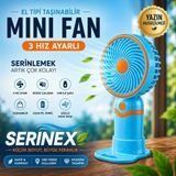 İki Yedi Konsept Serinex Mavi Şarjlı El Fanı Mini Vantilatör USB Taşınabilir Sessiz Masaüstü Fan Modeli