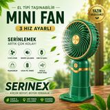 İki Yedi Konsept Serinex Yeşil Şarjlı El Fanı Mini Vantilatör USB Taşınabilir Sessiz Masaüstü Fan Modeli