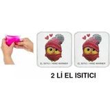 İkiADET BERELİ BAYKUŞ CEP SOBASI,EL ISITICI,SICAK SU TORBASI PVC 10x9,5cm