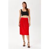İKİLER Beli Lastikli Pileli Midi Boy Etek 024-2014