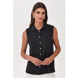 İKİLER Polo Yaka Önü Çıtçıtlı Apoletli Bluz 025-1026