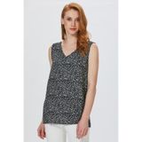 İKİLER V Yaka Kolsuz Desenli Bluz 025-3020